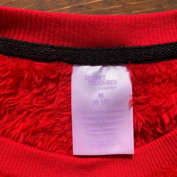 Secret Treasures Women's sz Medium Red Fuzzy Pullover with Polar Bear - Picture 6 of 6